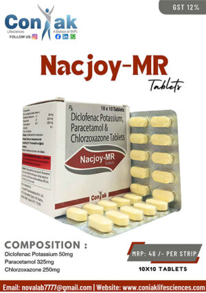 Diclofenac Potassium 50mg+Paracetamol 325mg+Chlorzoxazone 250mg tab