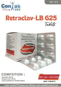 Amoxycillin 500mg+Pottasum Clavulanate 125mg tab+Lacti Acid Bacillus IH 60 Million Spores