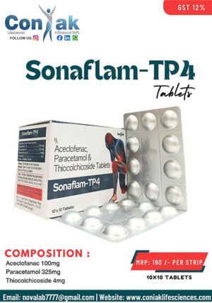 Aceclofanac 100mg+Paracetamol 325mg +Thiocolchicoside 4mg tab