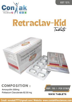 Amoxycillin 200mg+Pottasium Clavulanate 62.50 mg Tab