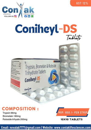Trypsin 96mg+Bromelain 180mg+Rutoside trihyate200mg tab