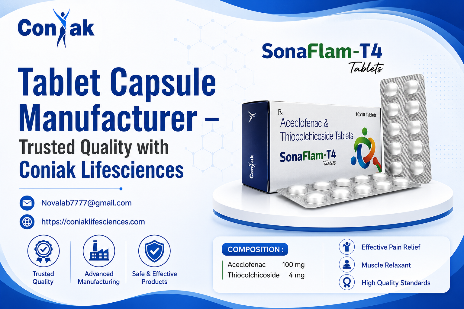 Tablet Capsule Manufacturer – Trusted Quality with Coniak Lifesciences