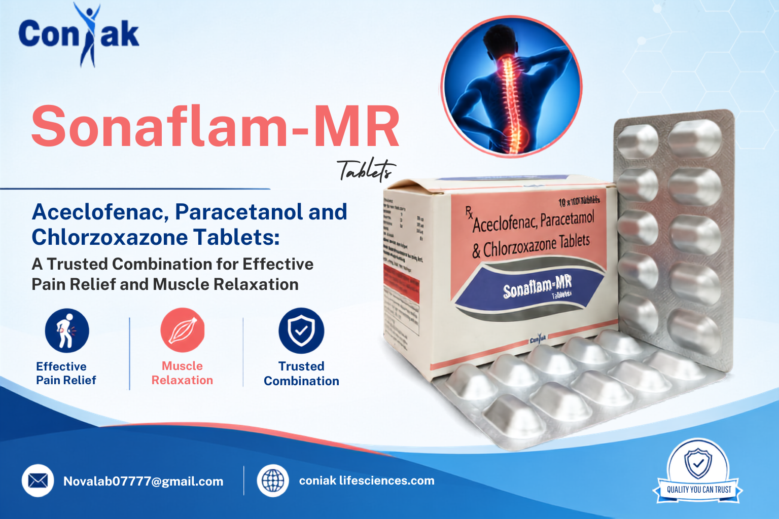 Aceclofenac, Paracetamol and Chlorzoxazone Tablets: A Trusted Combination for Effective Pain Relief and Muscle Relaxation Aceclofenac, Paracetamol and Chlorzoxazone Tablets: A Trusted Combination for Effective Pain Relief and Muscle Relaxation