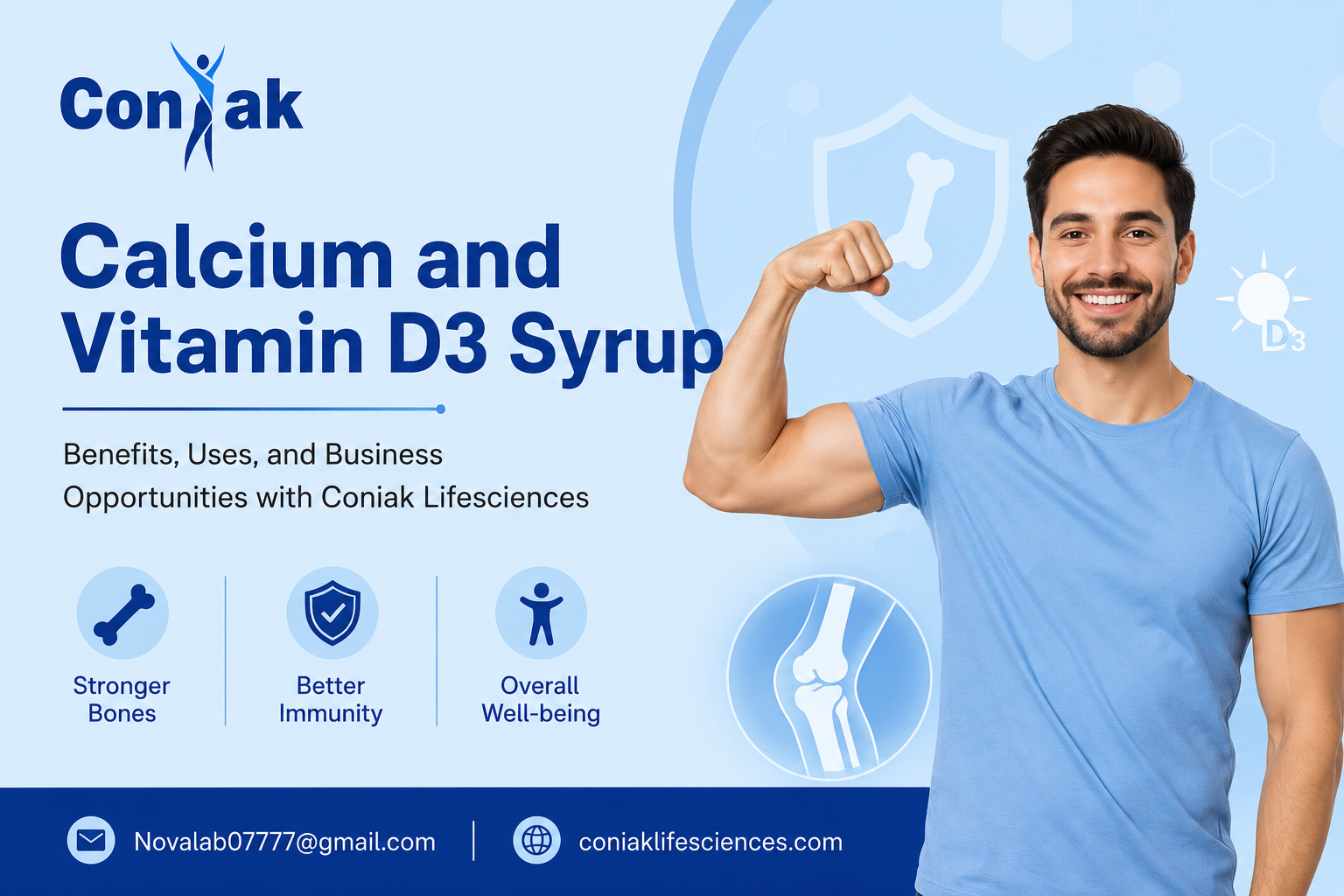 Calcium and Vitamin D3 Syrup: Benefits, Uses, and Business Opportunities with Coniak Lifesciences